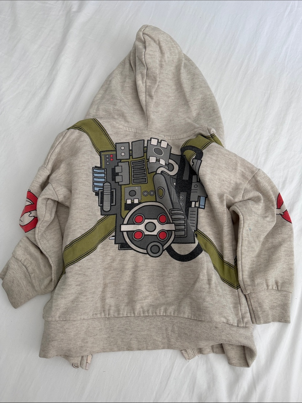 Boys Ghostbusters Beige Zip-Up Hoodie with Olive Strap 3T - Picture 5 of 5